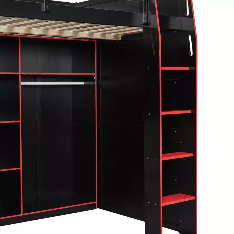 Gaming Loft Bed with Desk, RGB Lights & Storage, Full Size Space-Saving Bed for Teens and Adults