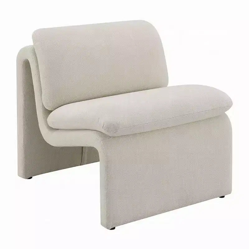 Accent Chair, Curved Open Base, Armless Modern Ivory Boucle
