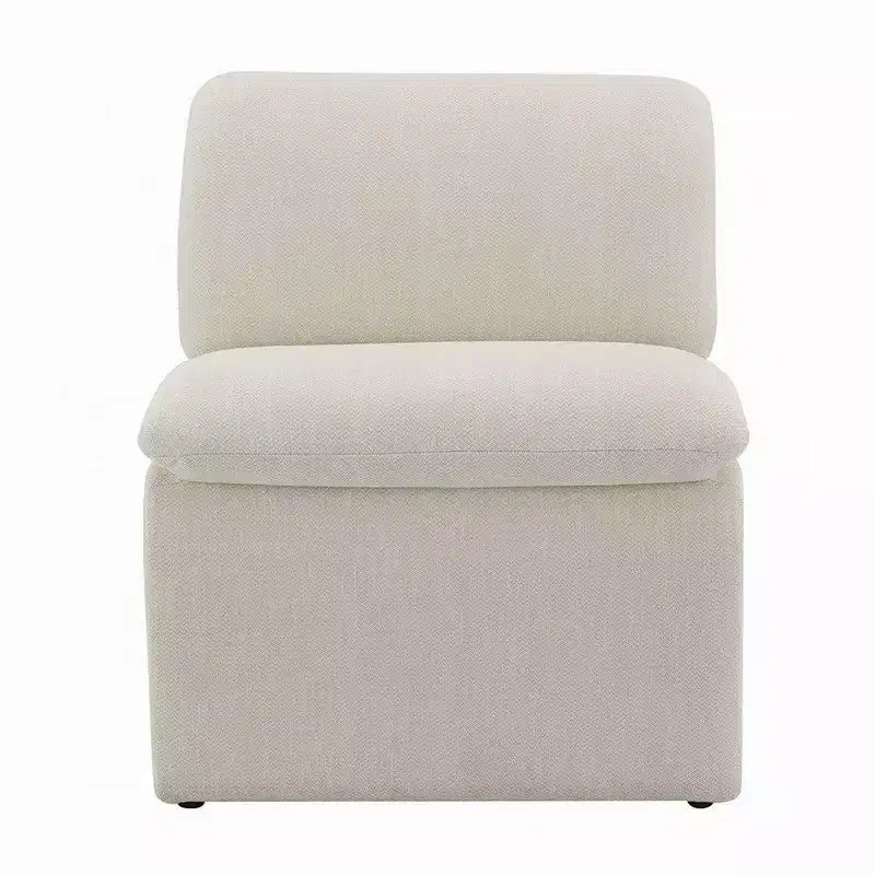 Accent Chair, Curved Open Base, Armless Modern Ivory Boucle