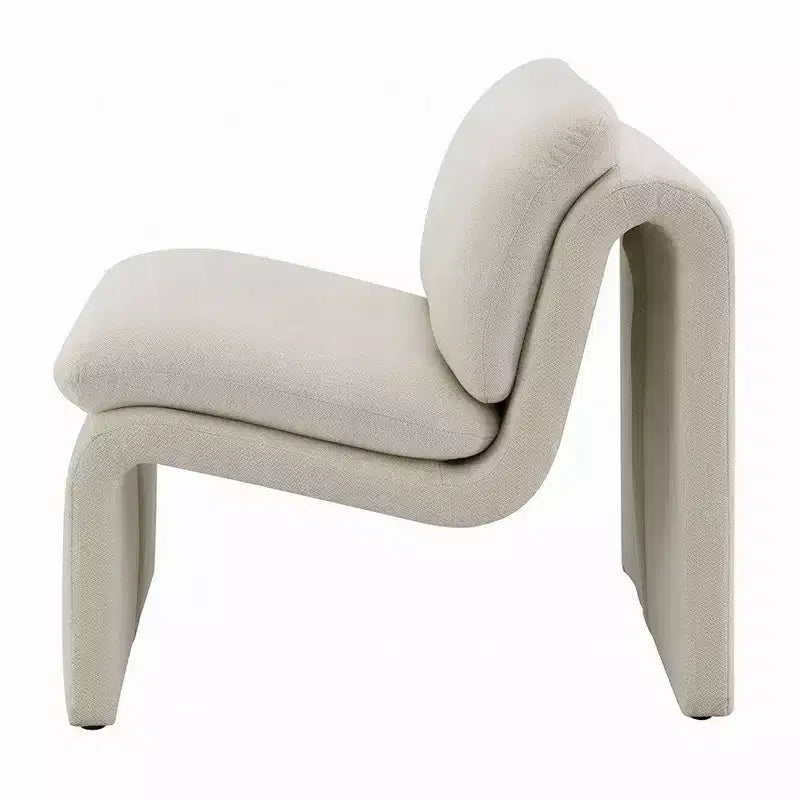 Accent Chair, Curved Open Base, Armless Modern Ivory Boucle