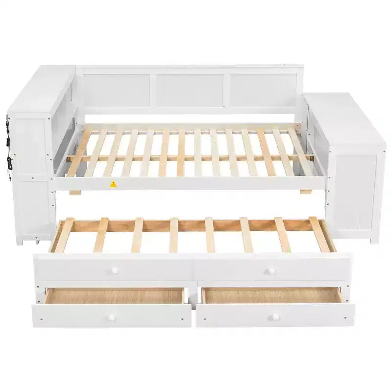 Full Size Daybed & Platform Bed with Storage Shelves, Drawers, Trundle, Desk and Cabinet