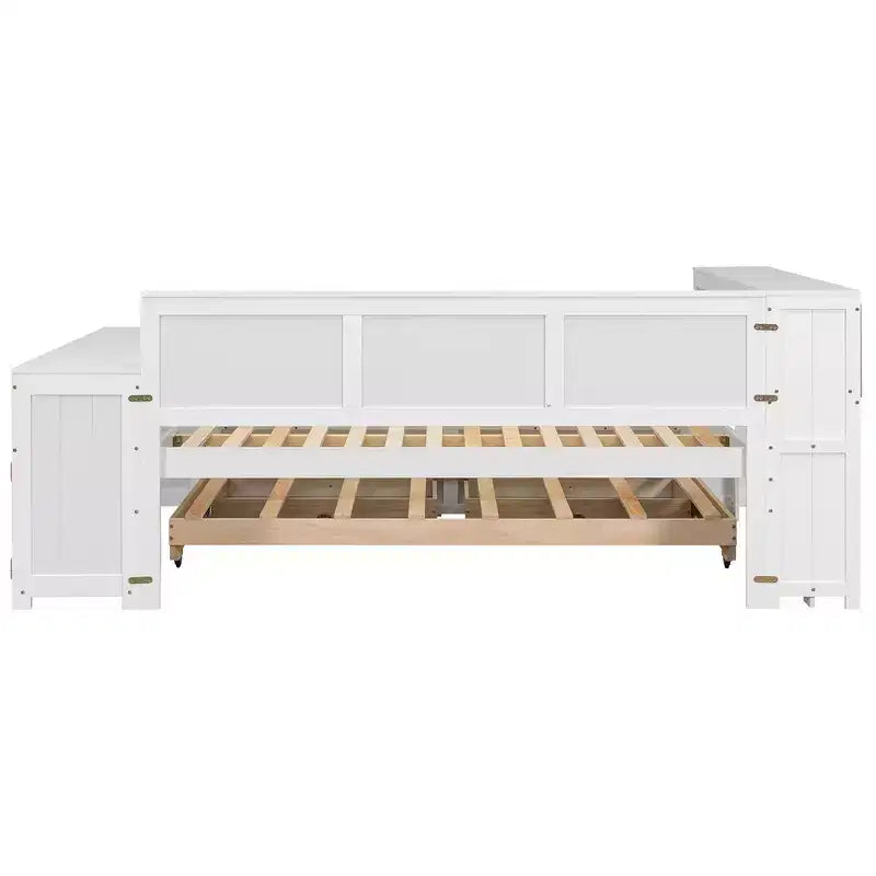 Full Size Daybed & Platform Bed with Storage Shelves, Drawers, Trundle, Desk and Cabinet