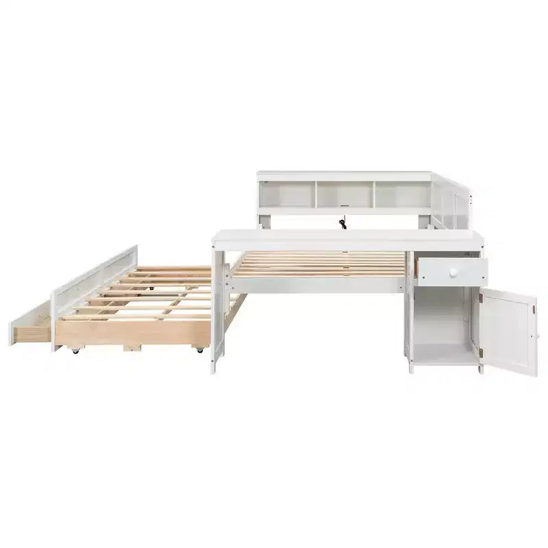 Full Size Daybed & Platform Bed with Storage Shelves, Drawers, Trundle, Desk and Cabinet