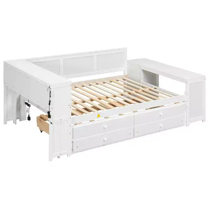 Full Size Daybed & Platform Bed with Storage Shelves, Drawers, Trundle, Desk and Cabinet