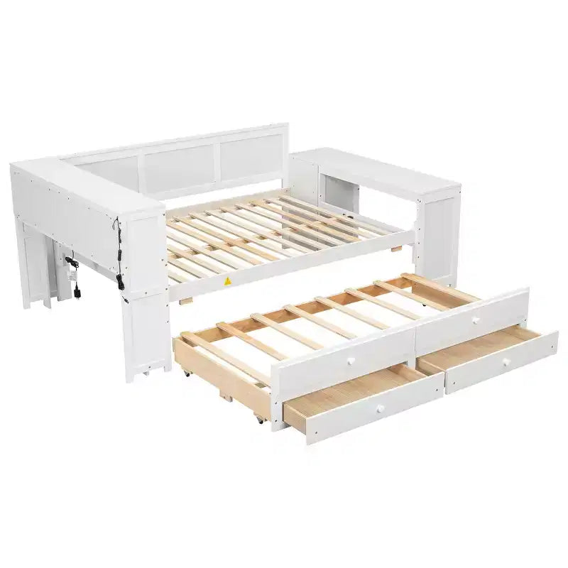 Full Size Daybed & Platform Bed with Storage Shelves, Drawers, Trundle, Desk and Cabinet