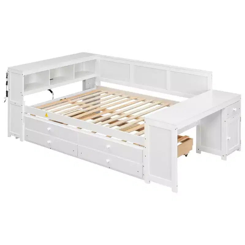 Full Size Daybed & Platform Bed with Storage Shelves, Drawers, Trundle, Desk and Cabinet