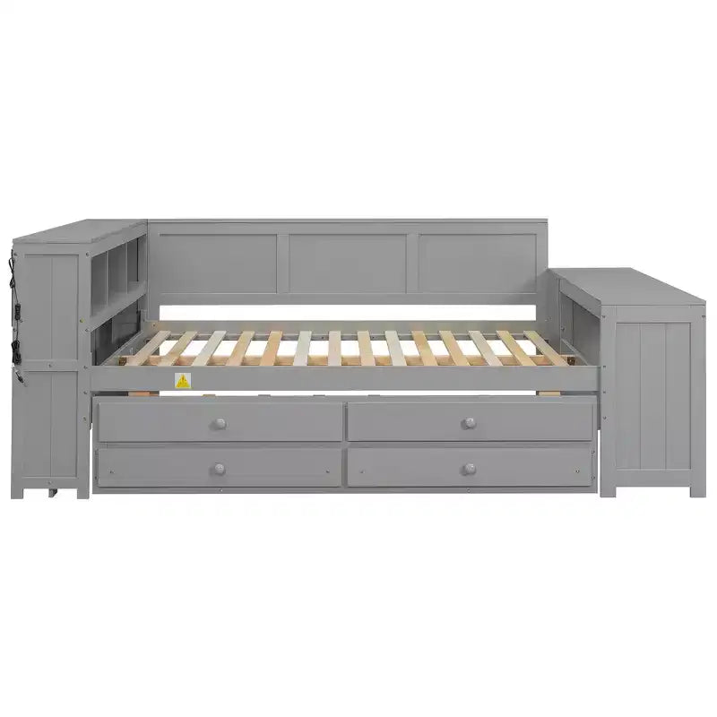 Full Size Daybed & Platform Bed with Storage Shelves, Drawers, Trundle, Desk and Cabinet