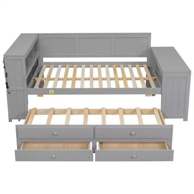 Full Size Daybed & Platform Bed with Storage Shelves, Drawers, Trundle, Desk and Cabinet