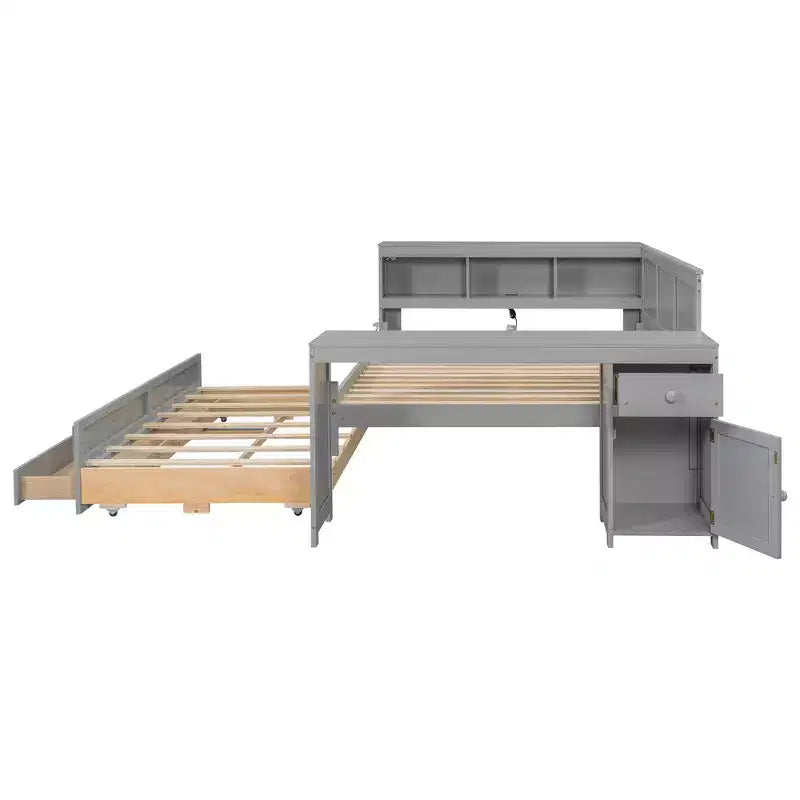 Full Size Daybed & Platform Bed with Storage Shelves, Drawers, Trundle, Desk and Cabinet