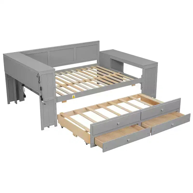 Full Size Daybed & Platform Bed with Storage Shelves, Drawers, Trundle, Desk and Cabinet