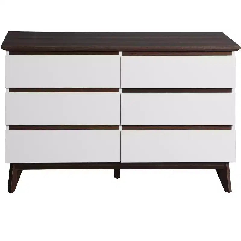 47" Modern Wooden Storage Dresser with 6 Drawers