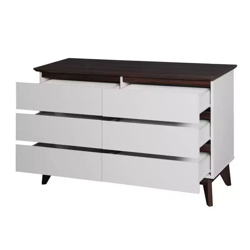 47" Modern Wooden Storage Dresser with 6 Drawers