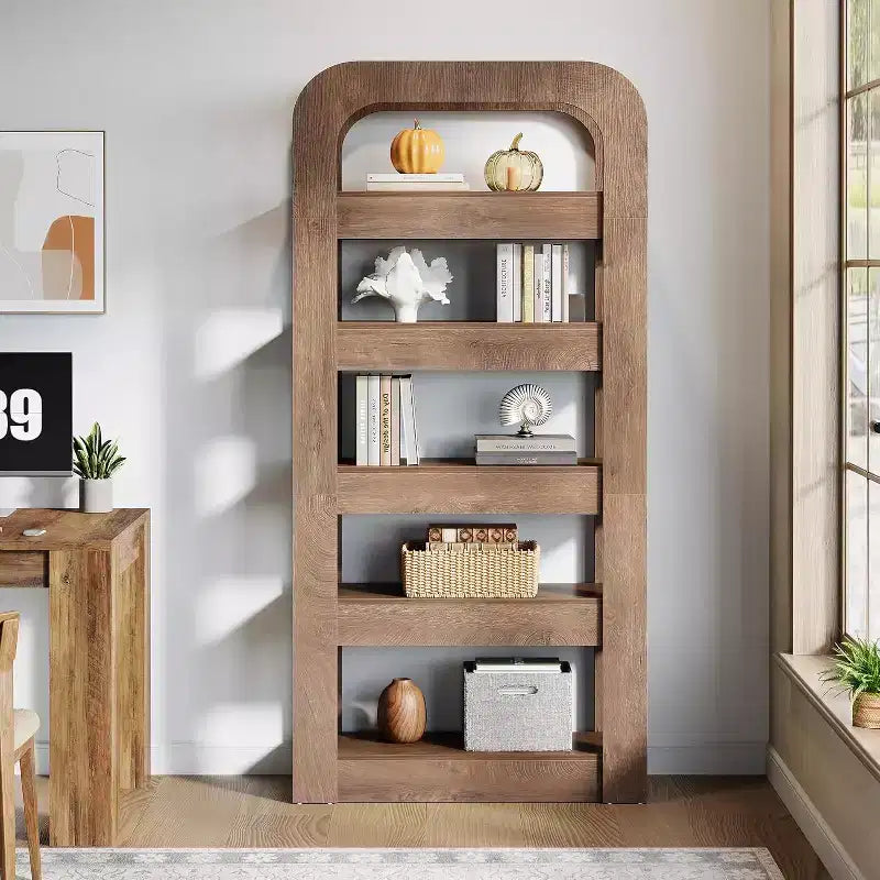 70.9-Inch Tall Bookshelf, 5-Tier Bookcase with Open Shelves, Industrial Style Shelving Storage Unit for Home Office