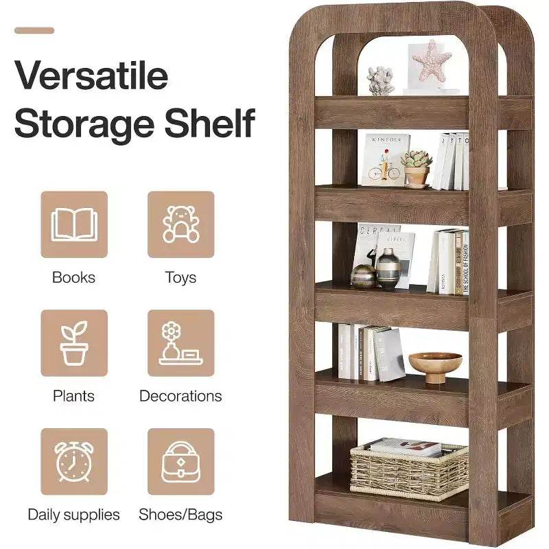 70.9-Inch Tall Bookshelf, 5-Tier Bookcase with Open Shelves, Industrial Style Shelving Storage Unit for Home Office