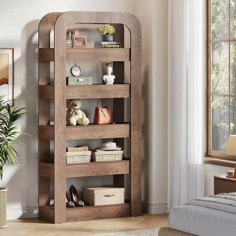 70.9-Inch Tall Bookshelf, 5-Tier Bookcase with Open Shelves, Industrial Style Shelving Storage Unit for Home Office