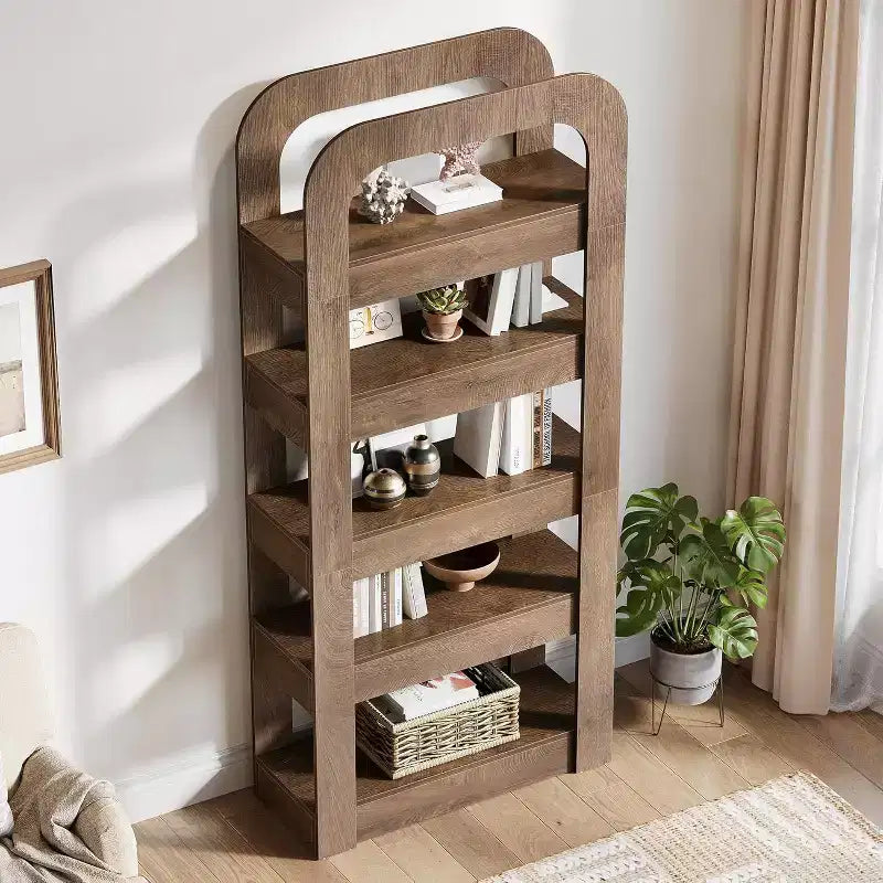 70.9-Inch Tall Bookshelf, 5-Tier Bookcase with Open Shelves, Industrial Style Shelving Storage Unit for Home Office