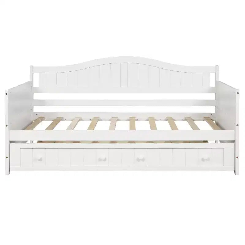 Wooden Daybed with Easy-Pull Trundle for Bedroom and Living Room
