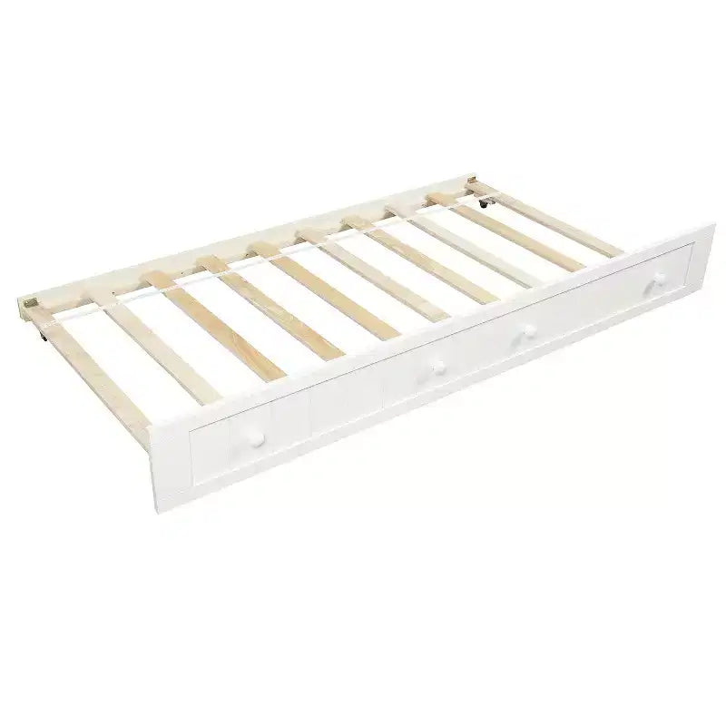 Wooden Daybed with Easy-Pull Trundle for Bedroom and Living Room