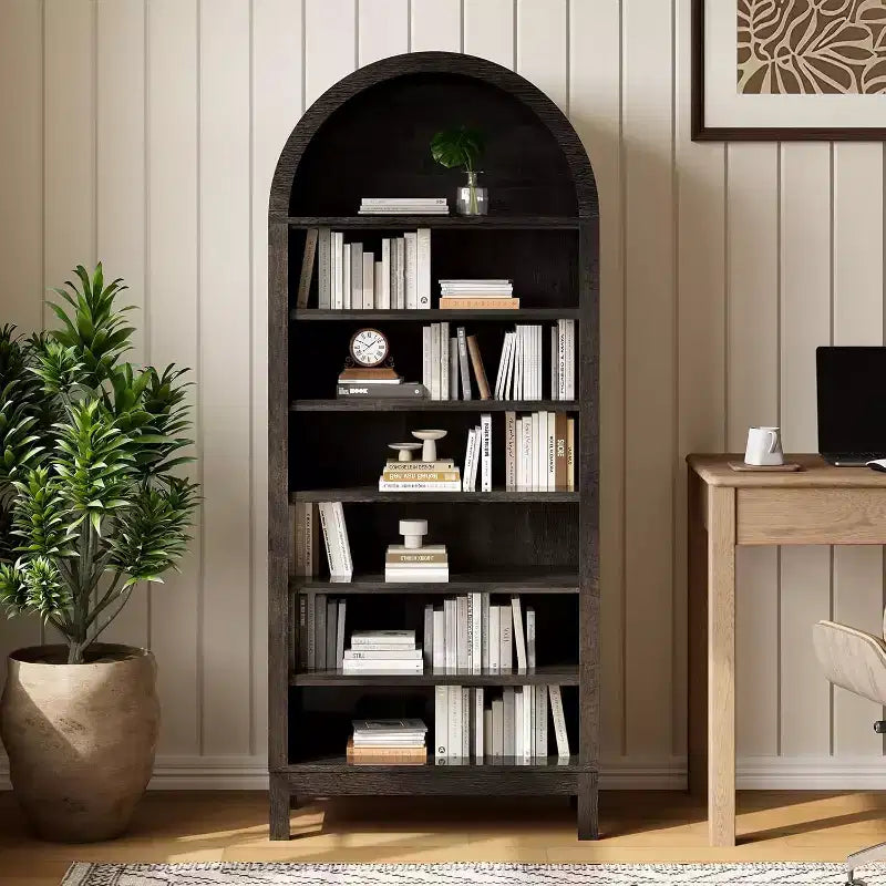 71in Tall Arched Shoe Storage Cabinet for Entryway, 7 Tier Wood Shoe Organizer with Adjustable Shelves