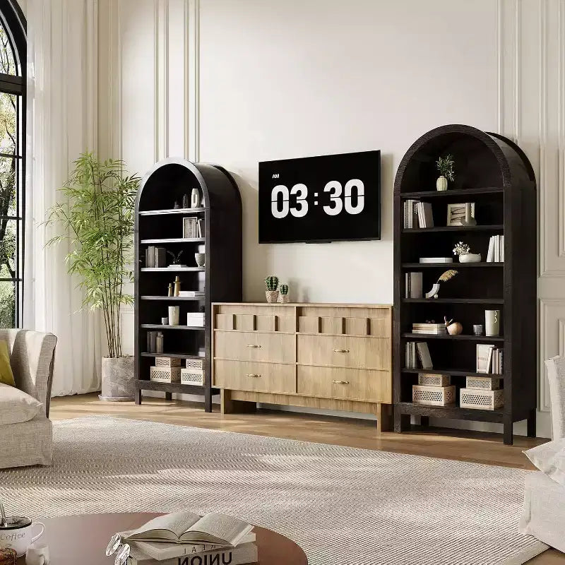 71in Tall Arched Shoe Storage Cabinet for Entryway, 7 Tier Wood Shoe Organizer with Adjustable Shelves