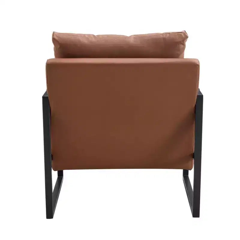 Classic PU Leather Accent Chair with Metal Frame, Ergonomic Design