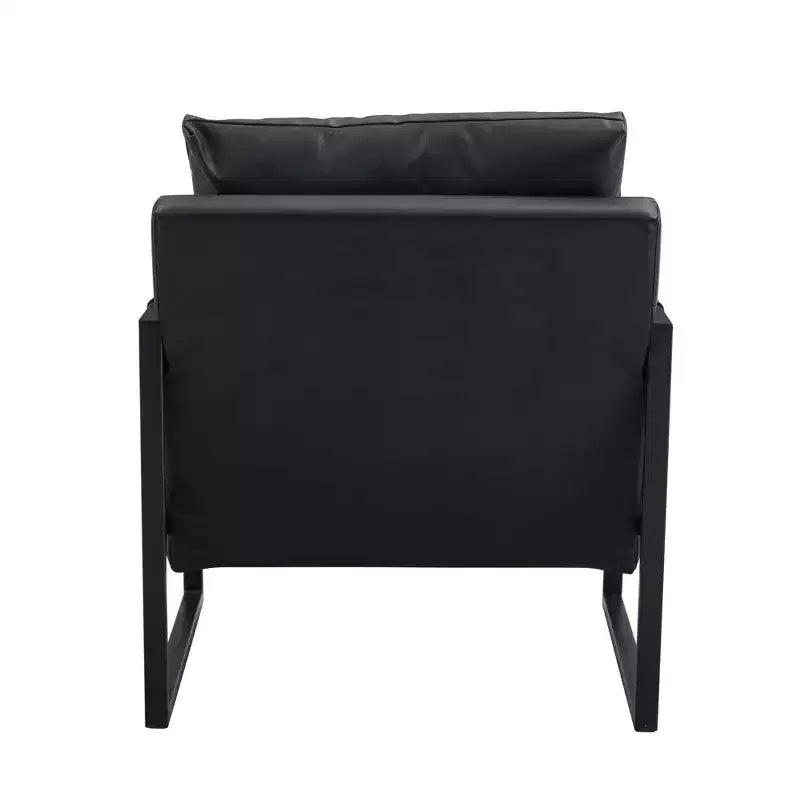 Classic PU Leather Accent Chair with Metal Frame, Ergonomic Design