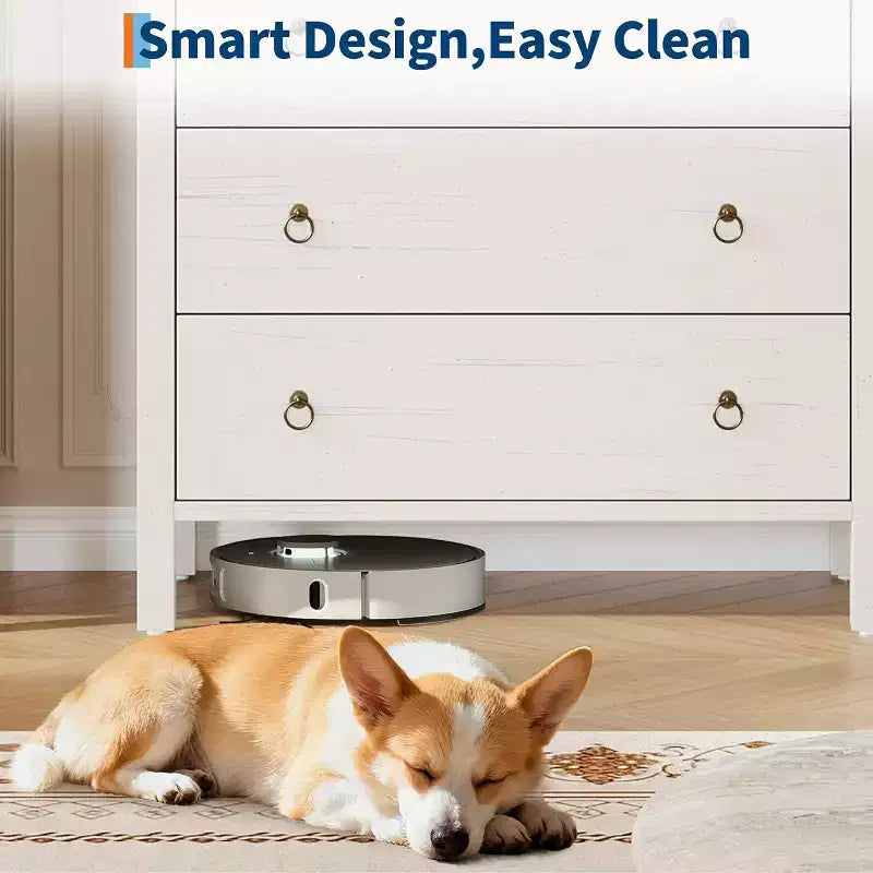 White 5-Drawer Dresser, Modern Chest of Drawers, Wood Storage Clothes Organizer