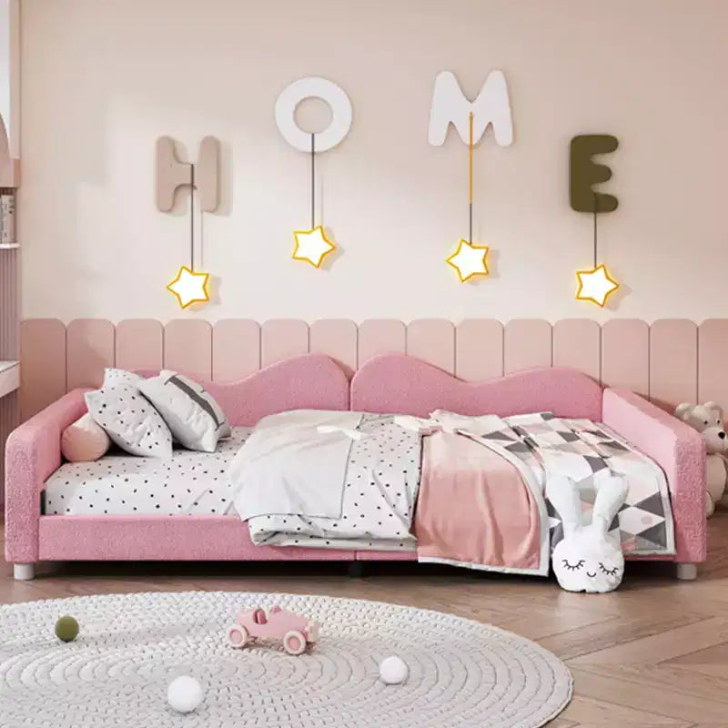 Upholstered Daybed with Two Storage Drawers, Tufted Sofa Bed with Button Back and Piping on Waved Shape Arms for Bedroom, Guest Room