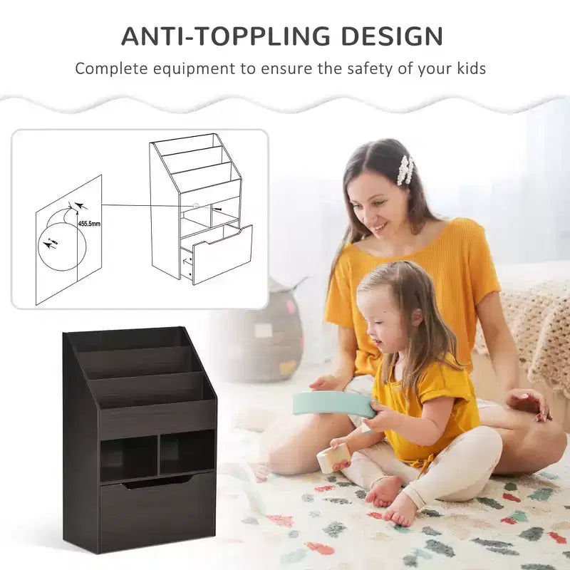 Kids Bookcase Multi-Shelf Rack Organizer with Storage Drawer