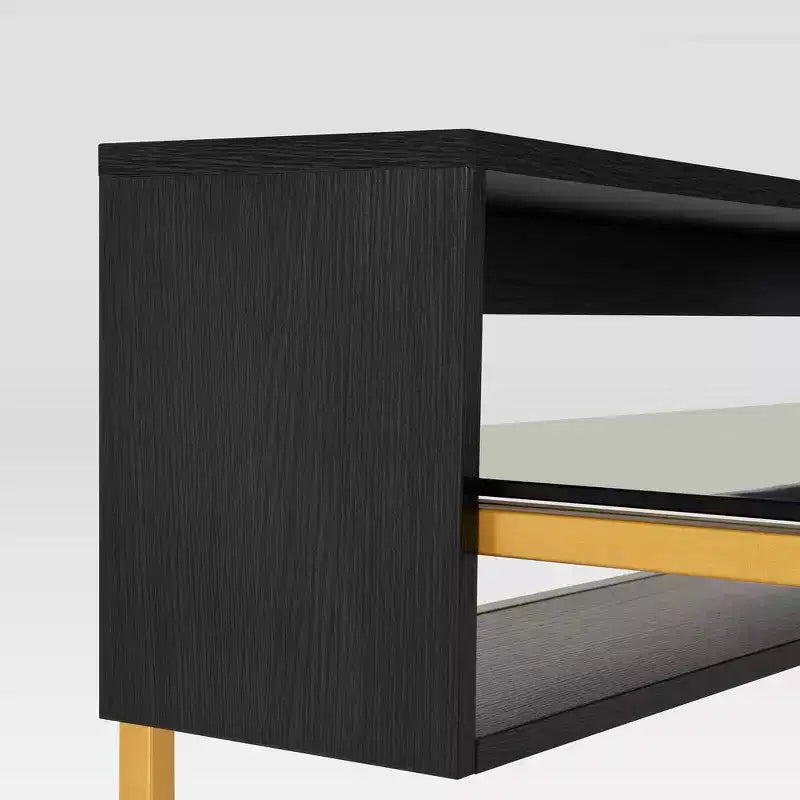 Home Office Writing Desk with Riser, Gold