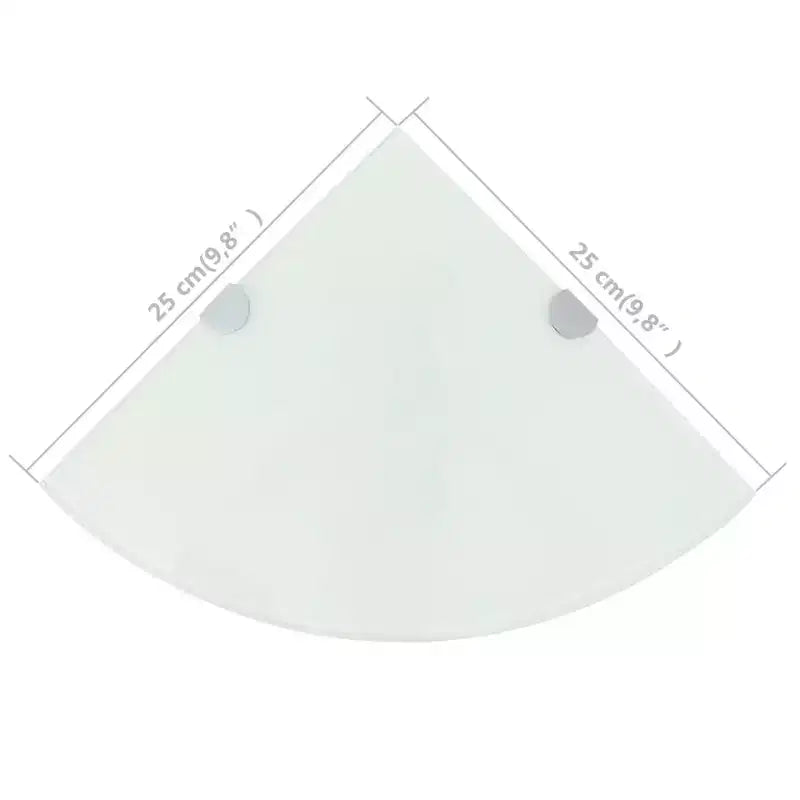 Corner Shelf White Tempered Glass 9.8 in x 9.8 in Wall Mounting