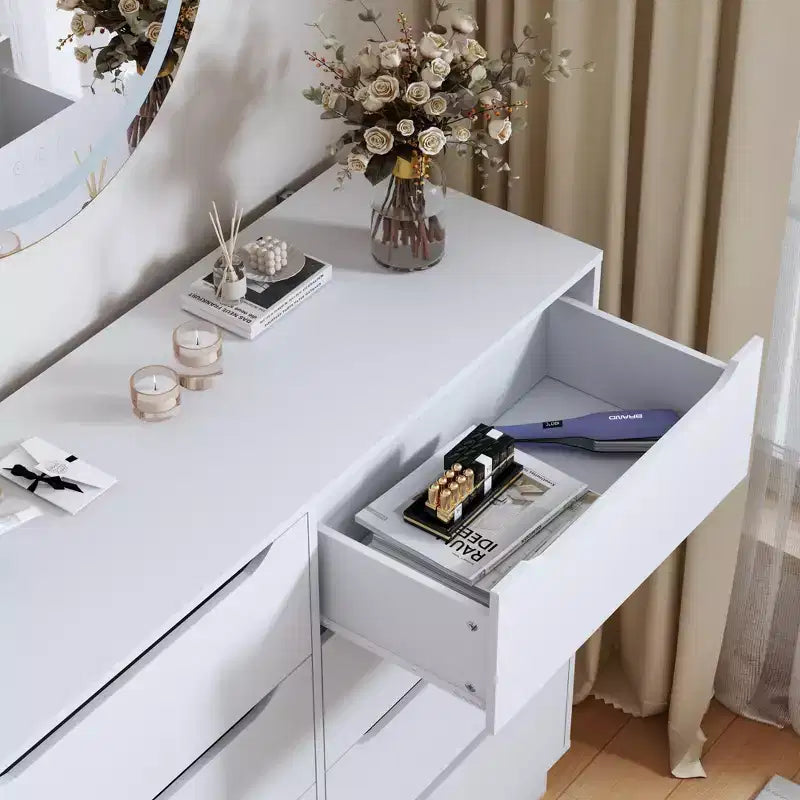47" Modern Wooden Long Dresser with 8 Drawers