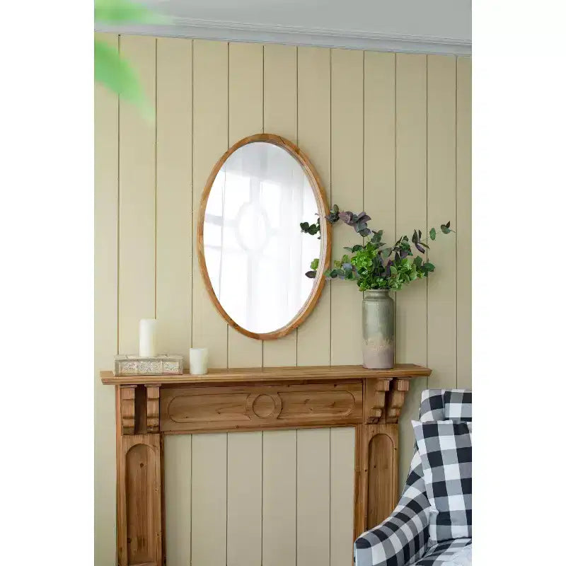 Farmhouse Various Shapes Decorative Wall Mirror for Entryway, Bathroom, Solid Wood Home Decor Vanity Mirror for Bedroom