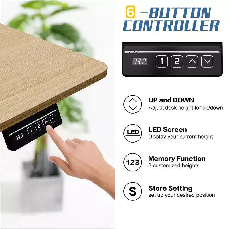 71'' Adjustable Height Standing Desk, Computer Desk with Memory Preset, Splice Tabletop, Black Frame