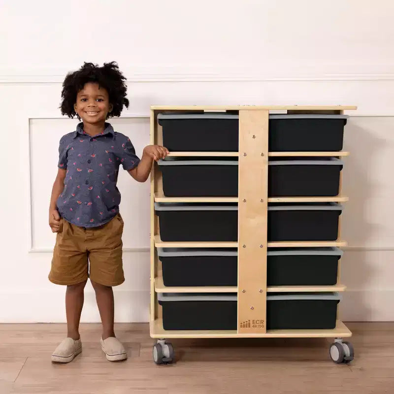 20-Compartment Mobile Storage Tower with 20 Cubby Bins, 5x4, Kids Furniture