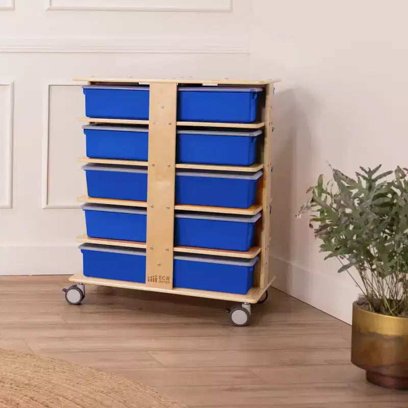 20-Compartment Mobile Storage Tower with 20 Cubby Bins, 5x4, Kids Furniture