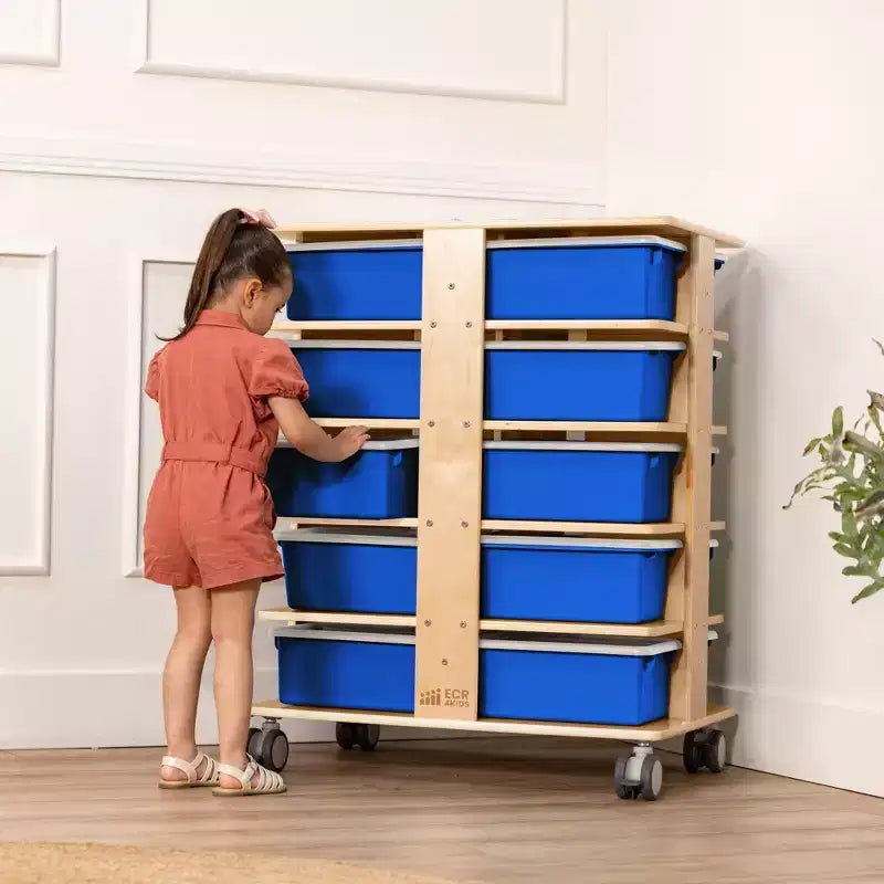 20-Compartment Mobile Storage Tower with 20 Cubby Bins, 5x4, Kids Furniture
