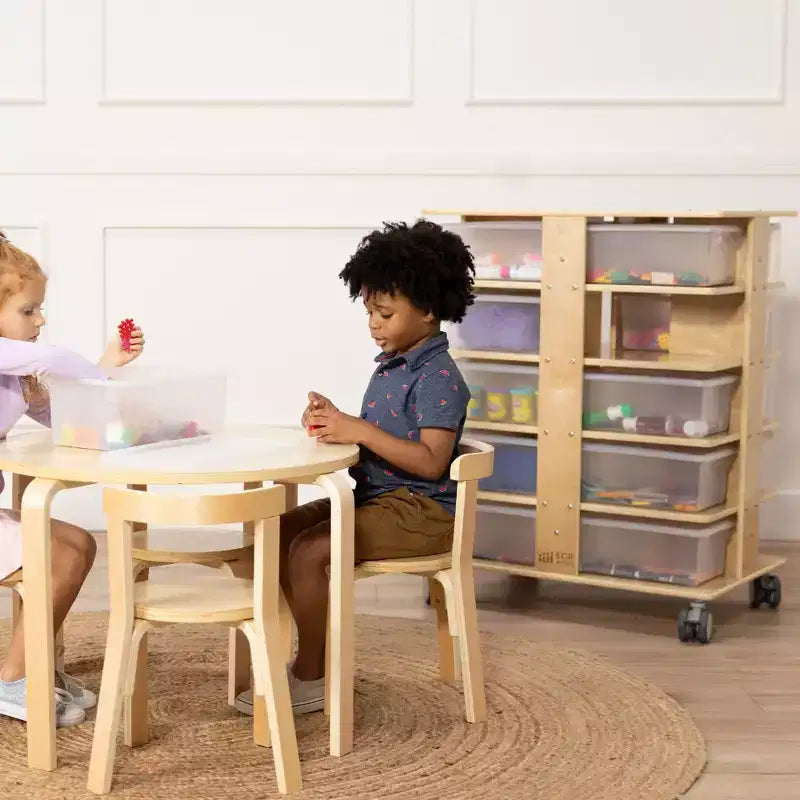 20-Compartment Mobile Storage Tower with 20 Cubby Bins, 5x4, Kids Furniture