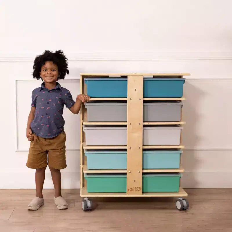 20-Compartment Mobile Storage Tower with 20 Cubby Bins, 5x4, Kids Furniture