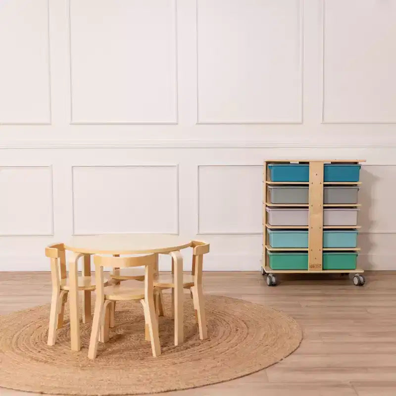 20-Compartment Mobile Storage Tower with 20 Cubby Bins, 5x4, Kids Furniture