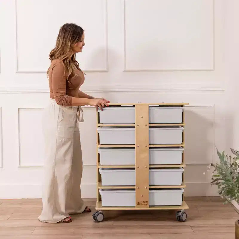 20-Compartment Mobile Storage Tower with 20 Cubby Bins, 5x4, Kids Furniture