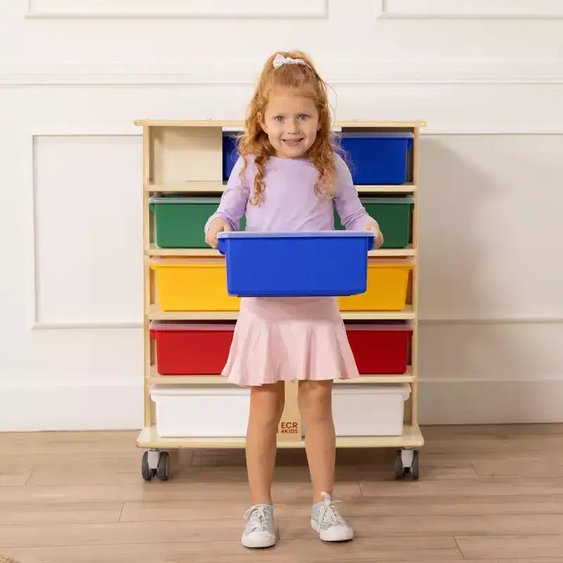 20-Compartment Mobile Storage Tower with 20 Cubby Bins, 5x4, Kids Furniture
