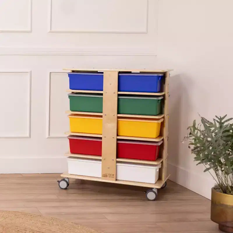 20-Compartment Mobile Storage Tower with 20 Cubby Bins, 5x4, Kids Furniture