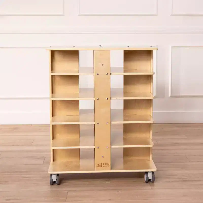 20-Compartment Mobile Storage Tower with 20 Cubby Bins, 5x4, Kids Furniture