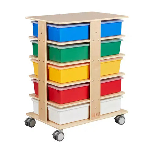 ECR4Kids 20-Compartment Mobile Storage Tower and 20 Cubby Bins, 5x4, Kids Furniture