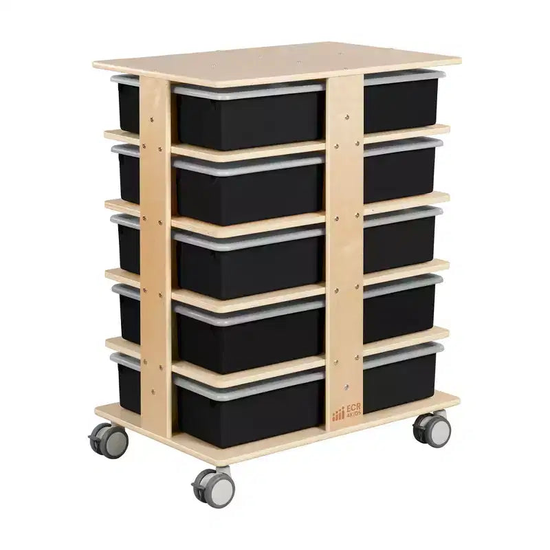 20-Compartment Mobile Storage Tower with 20 Cubby Bins, 5x4, Kids Furniture