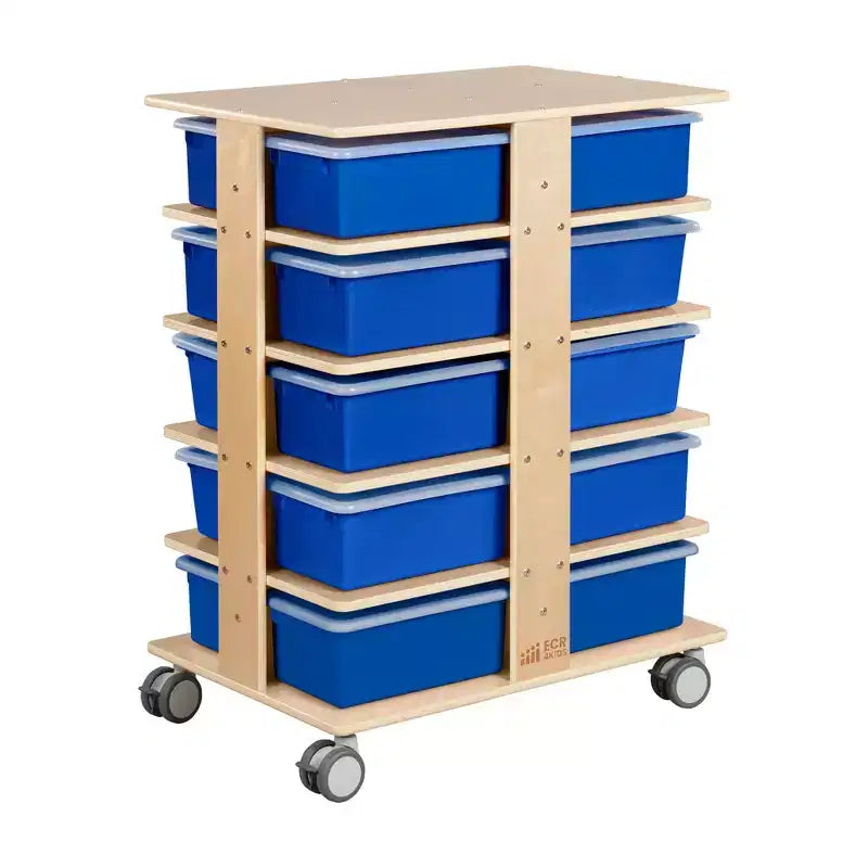 20-Compartment Mobile Storage Tower with 20 Cubby Bins, 5x4, Kids Furniture