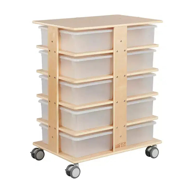 20-Compartment Mobile Storage Tower with 20 Cubby Bins, 5x4, Kids Furniture