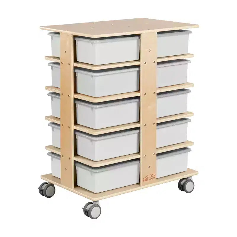 20-Compartment Mobile Storage Tower with 20 Cubby Bins, 5x4, Kids Furniture