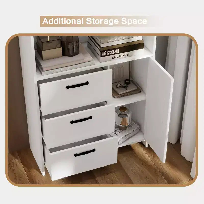 71" Tall Bookshelf with Door, 3 Drawers & Open Shelves, 6-Tier Wooden Storage Cabinet for Home Office, Living Room, Bedroom